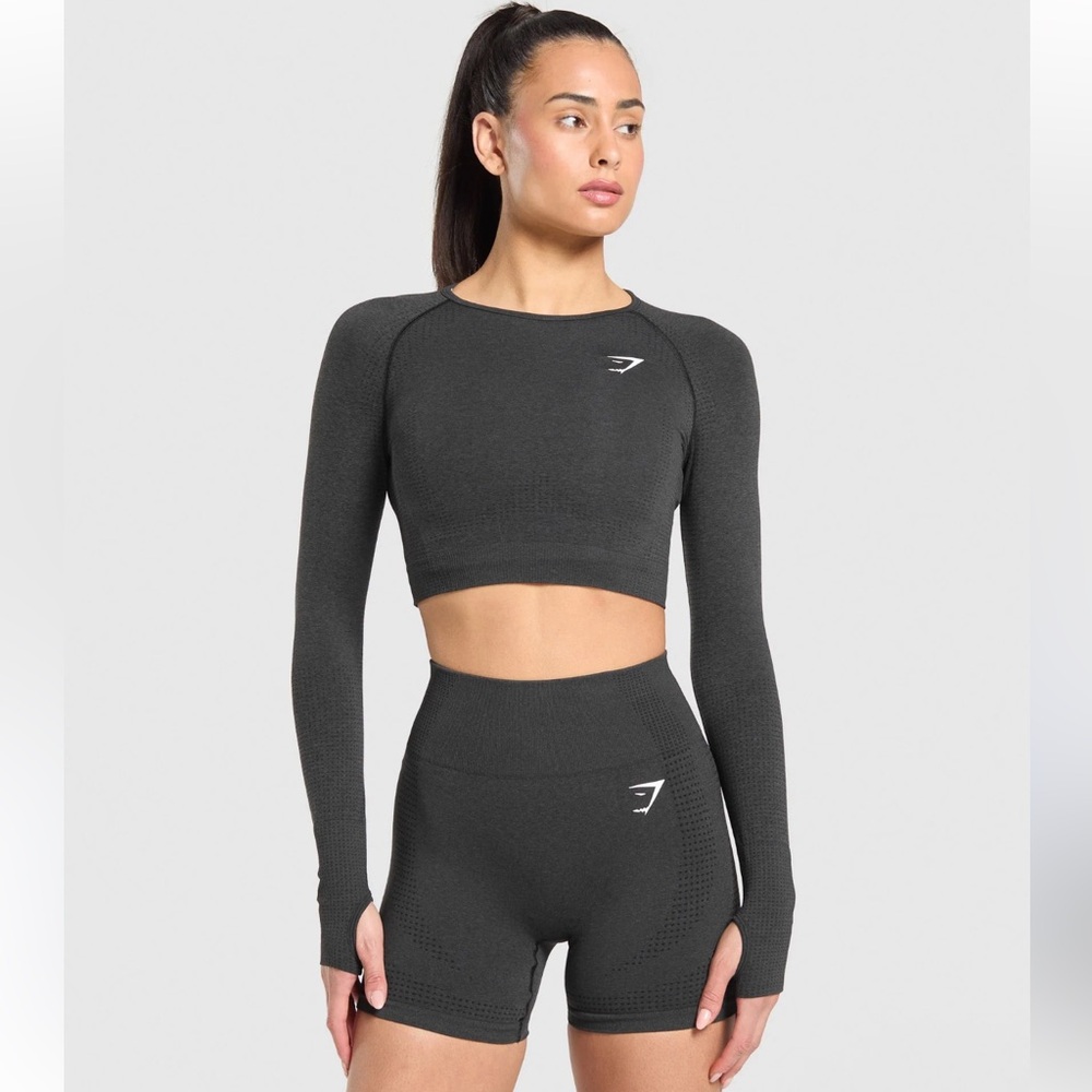 Gymshark Women's vital seamless Black marl Crop Top